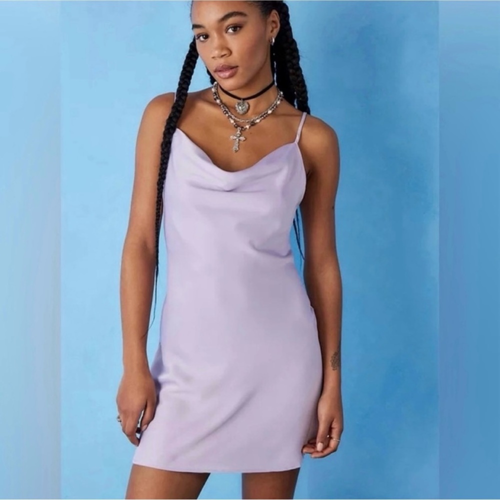 Urban Outfitters Light Before Dark Mallory Slip Mini Dress purple